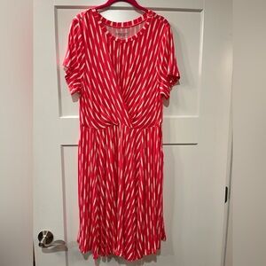 Coral/Pink and White Striped Dress Torrid Super Soft Knit with Pockets NWOT